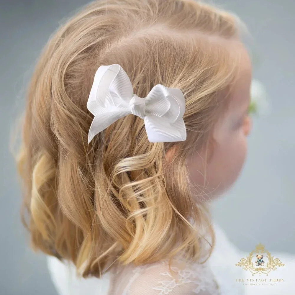 Set of 2 Pretty Girls Hair Bows Grosgrain Ribbon Clips Hair Accessories …